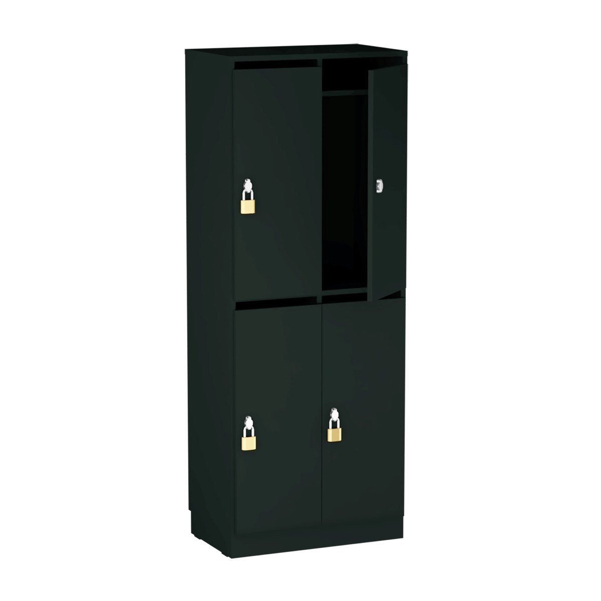 Personalskåp, 4 fack/post, 66x172,5 cm, hänglås, svart