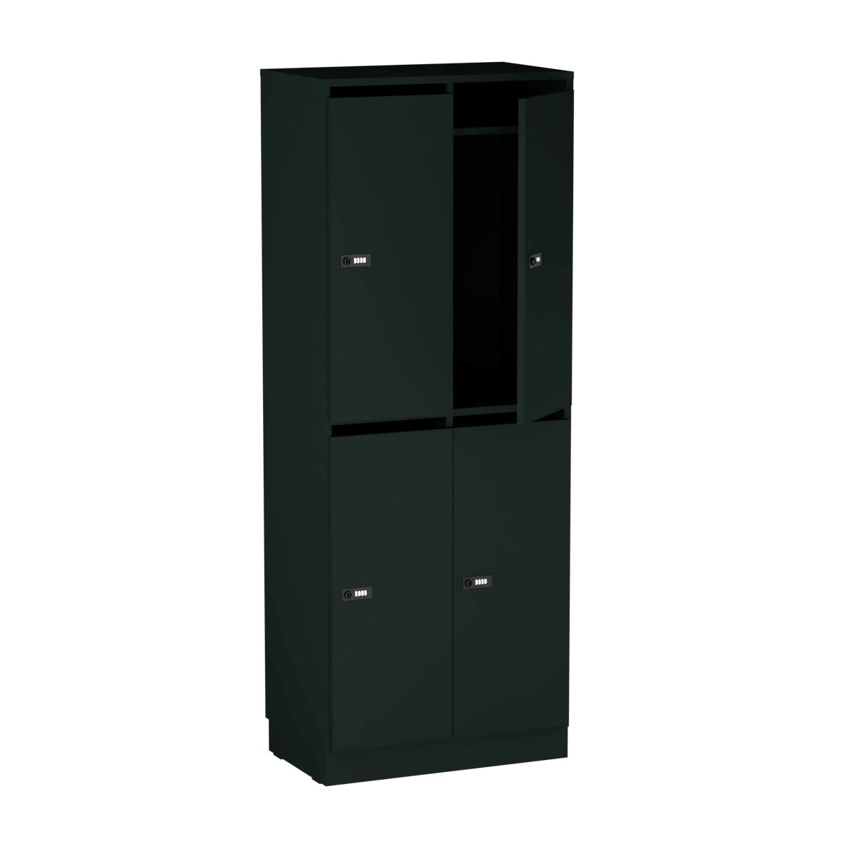 Personalskåp, 4 fack/post, 66x172,5 cm, kodlås, svart