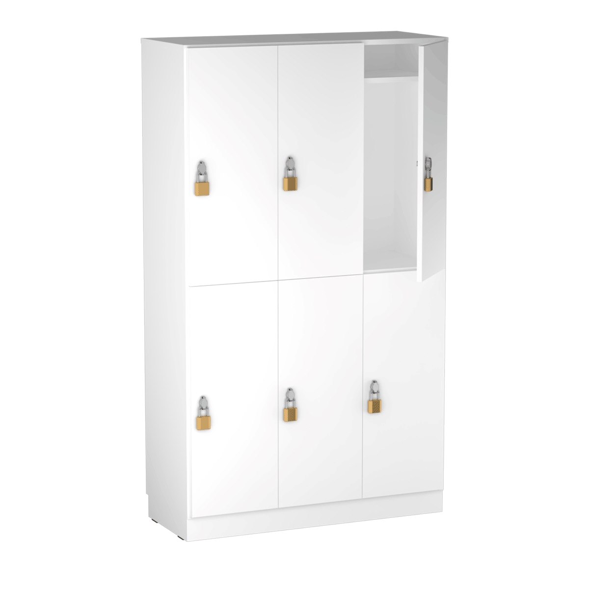 Personalskåp, 6 fack, 100x172,5 cm, hänglås, vit