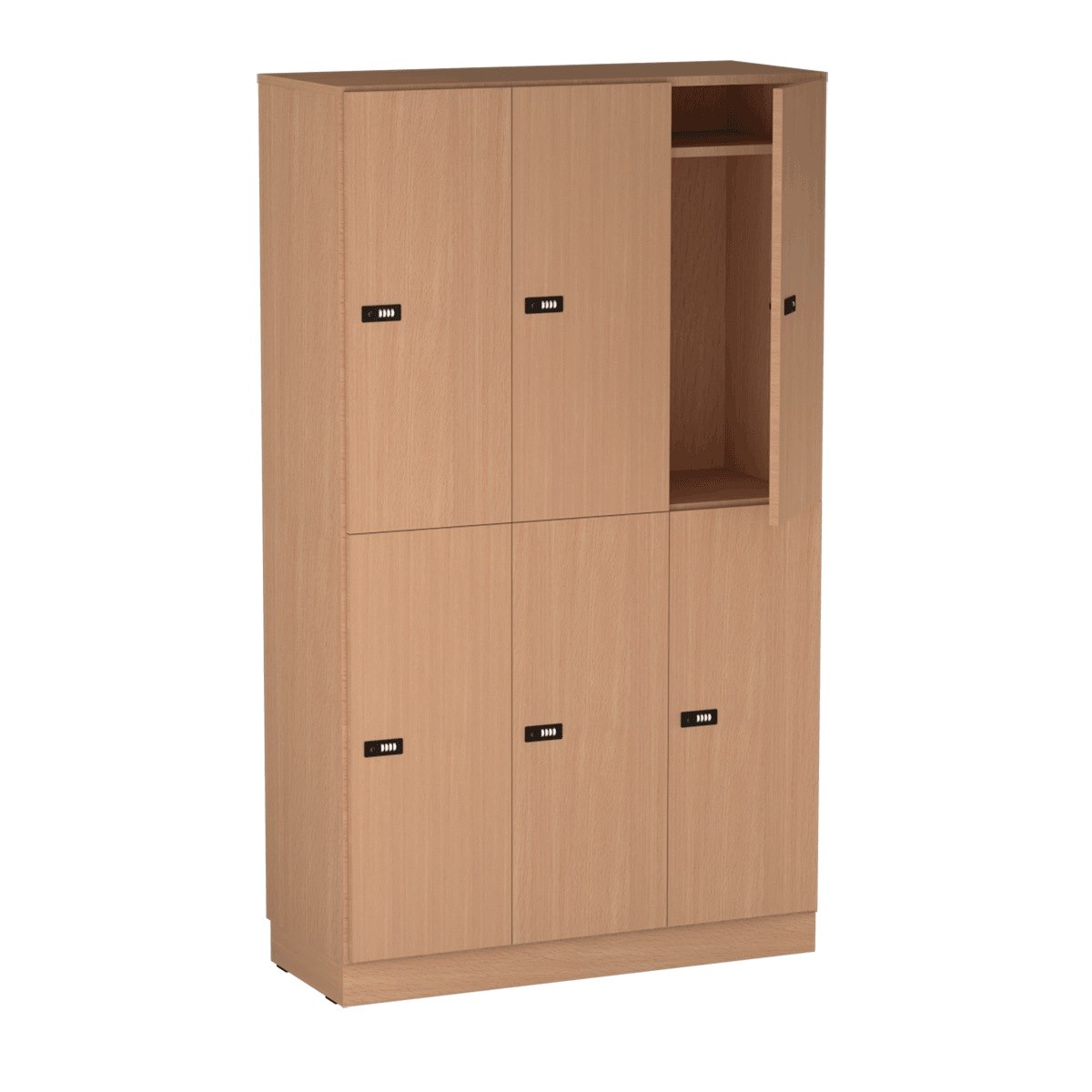 Personalskåp, 6 fack, 100x172,5 cm, kodlås, bok