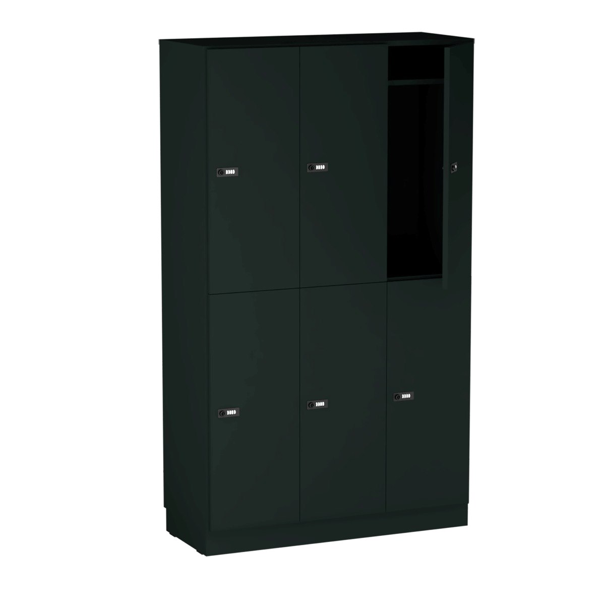 Personalskåp, 6 fack, 100x172,5 cm, kodlås, svart