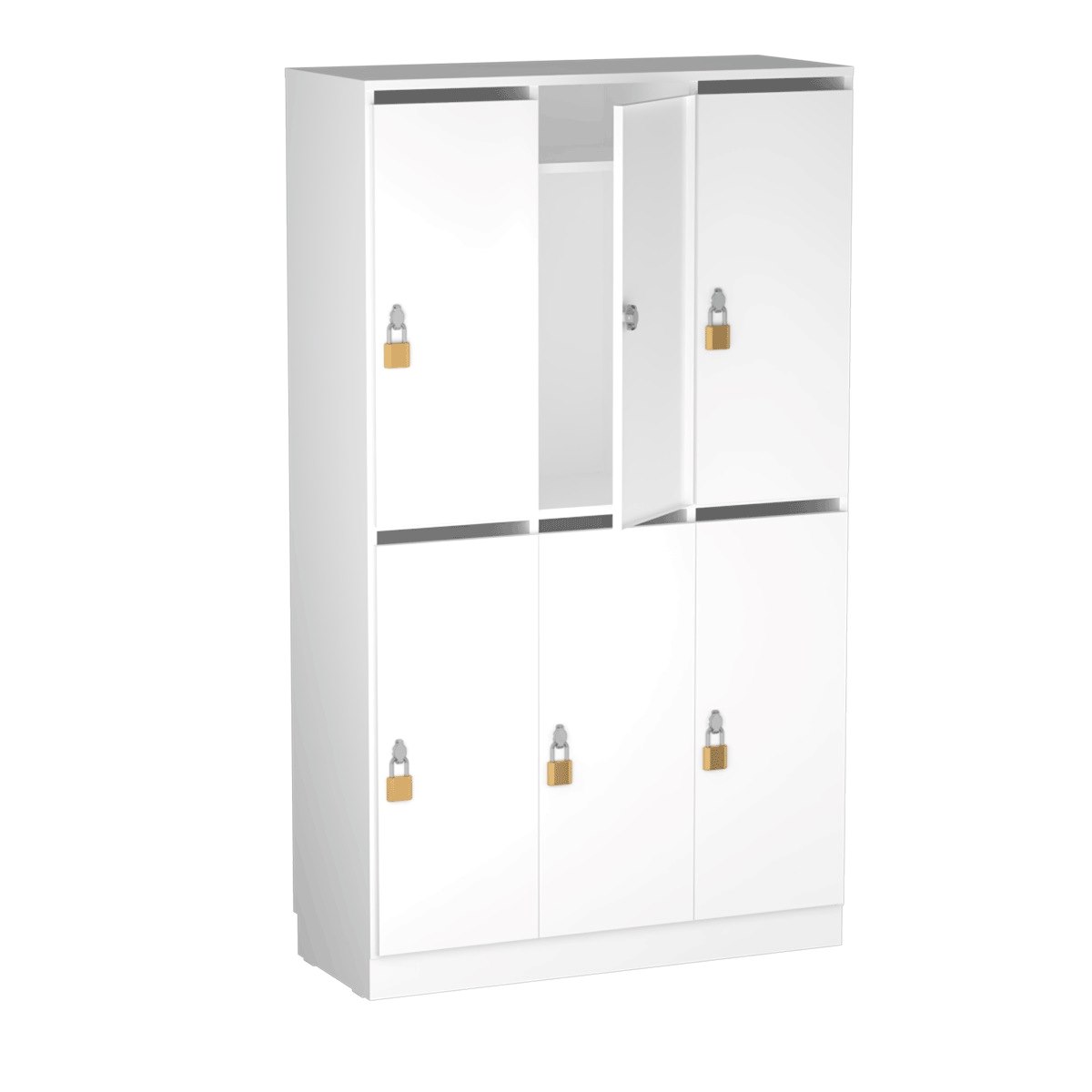 Personalskåp, 6 fack/post, 100x172,5 cm, hänglås, vit