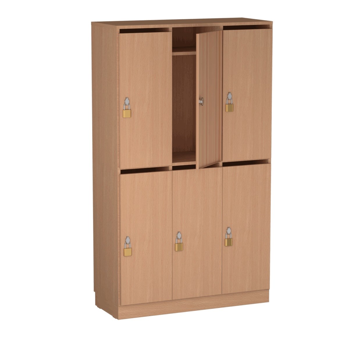 Personalskåp, 6 fack/post, 100x172,5 cm, hänglås, bok