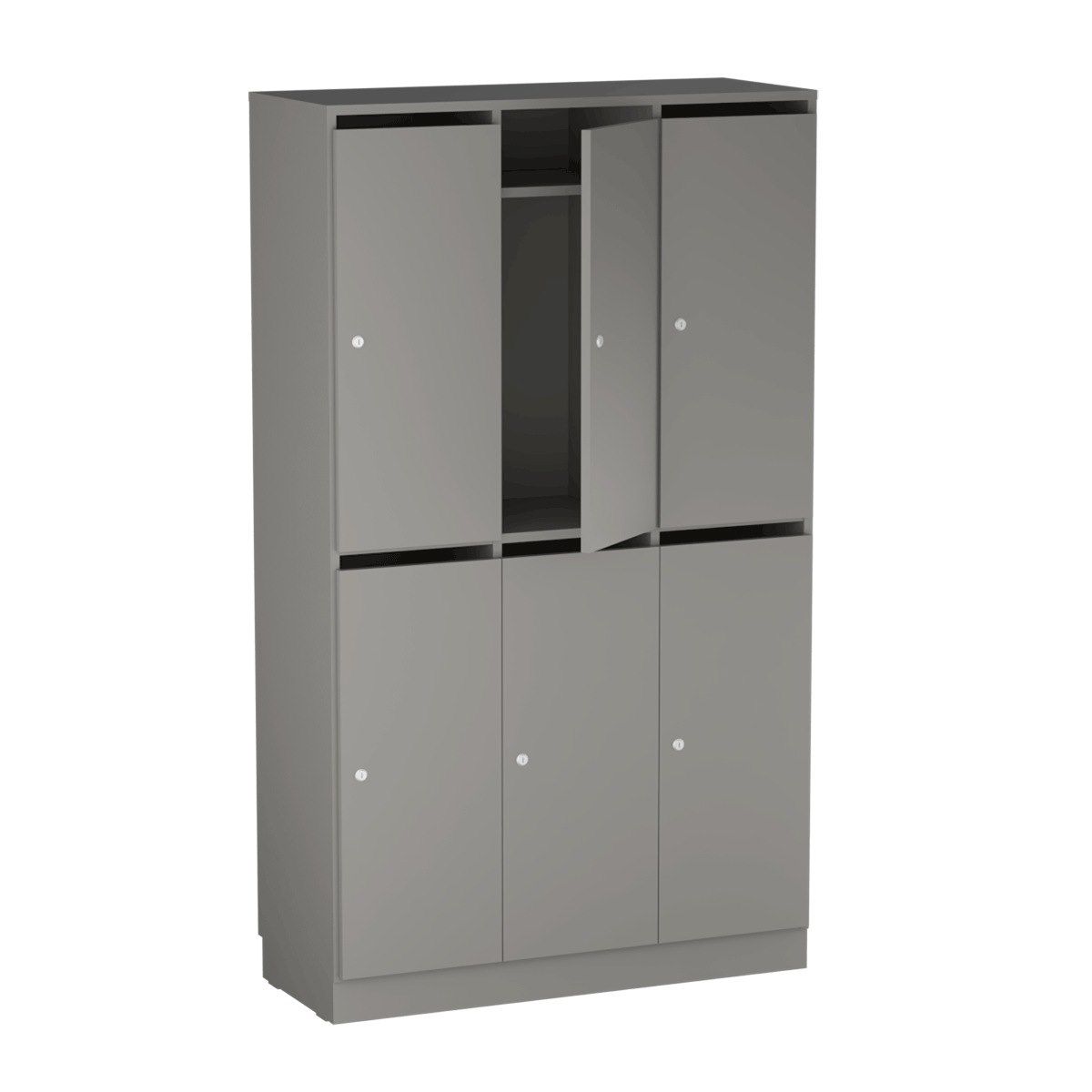 Personalskåp, 6 fack/post, 100x172,5 cm, nyckellås, mellangrå