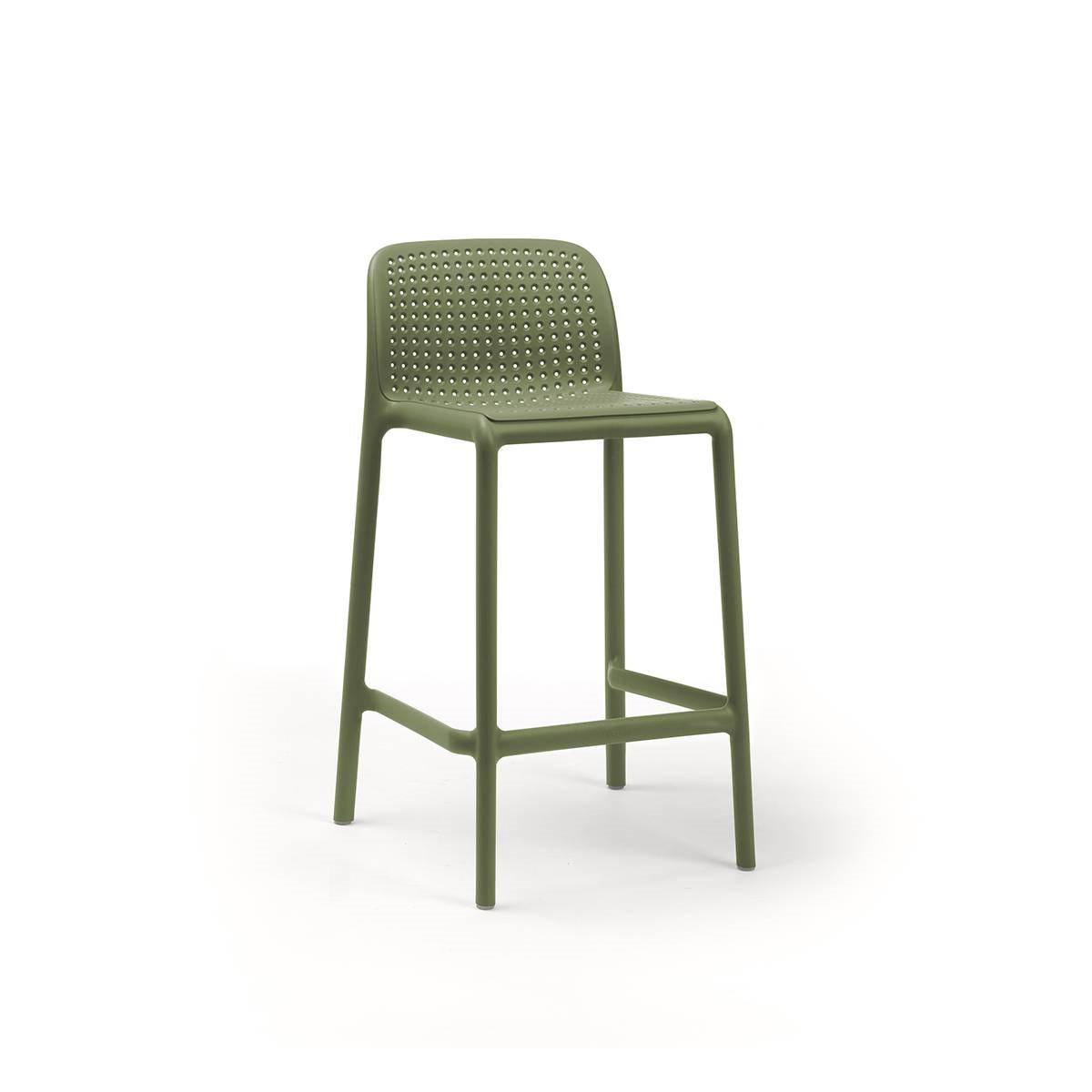 Barstol Bora Lido Mini, sh.65 cm, stapelbar, mossgrön