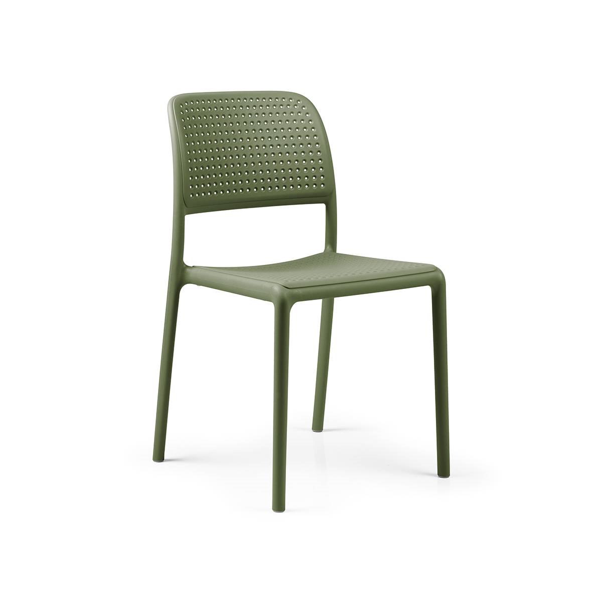 Stol Bora Bistrot, sh.46,5 cm, stapelbar, mossgrön