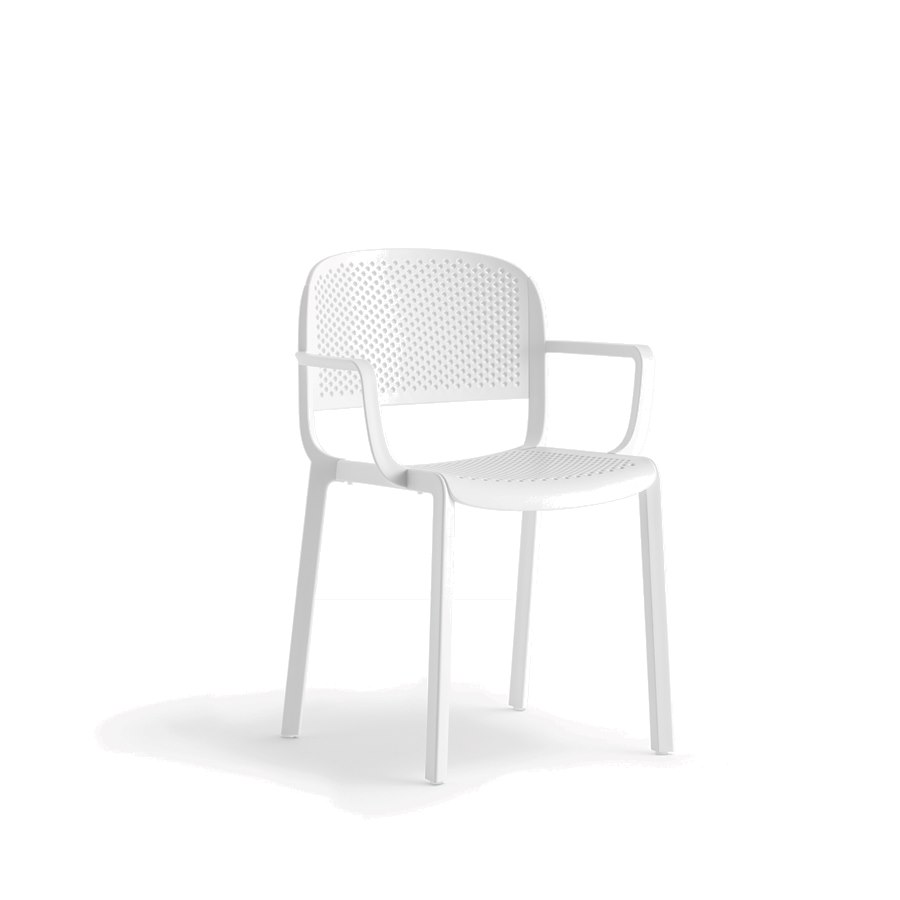 Karmstol Dome 266, sh.46 cm, stapelbar, vit