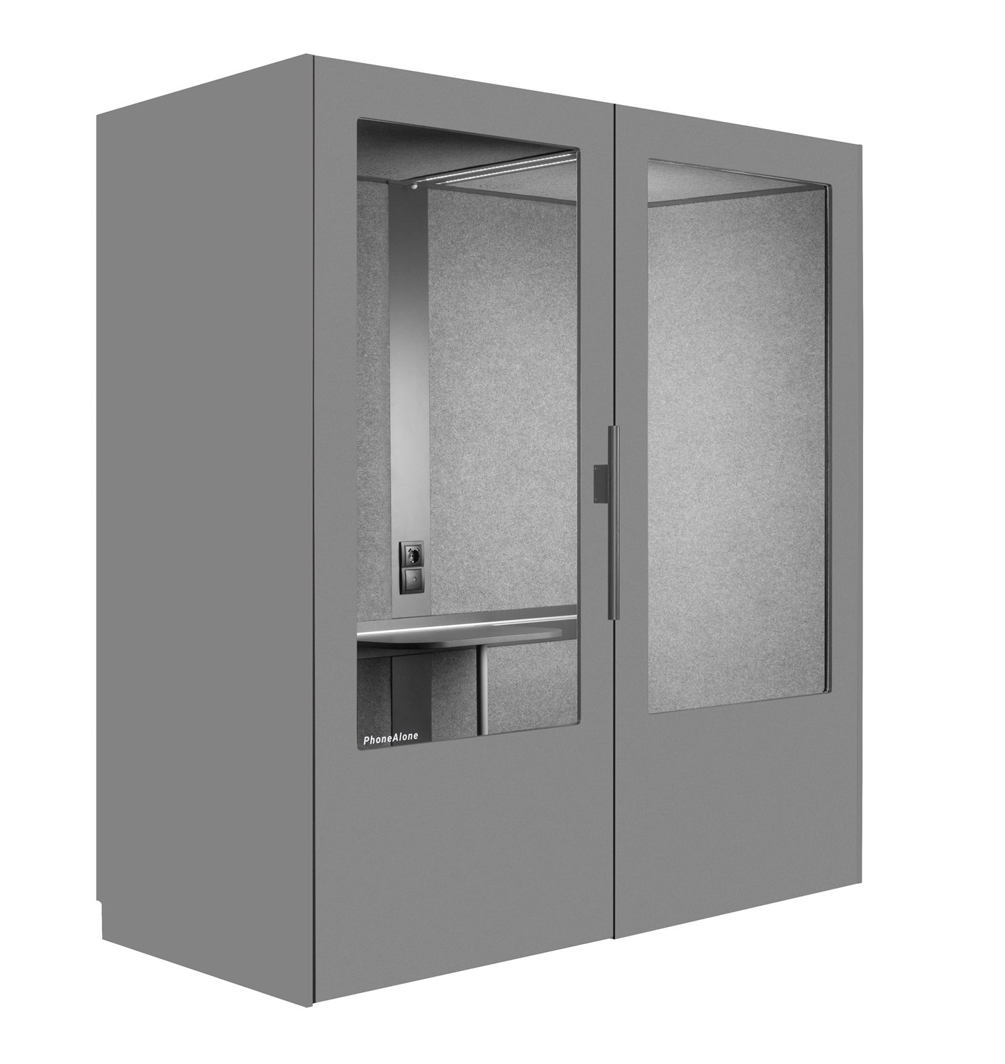 Dubbelbox tyst rum automatiskt desinfektion grå