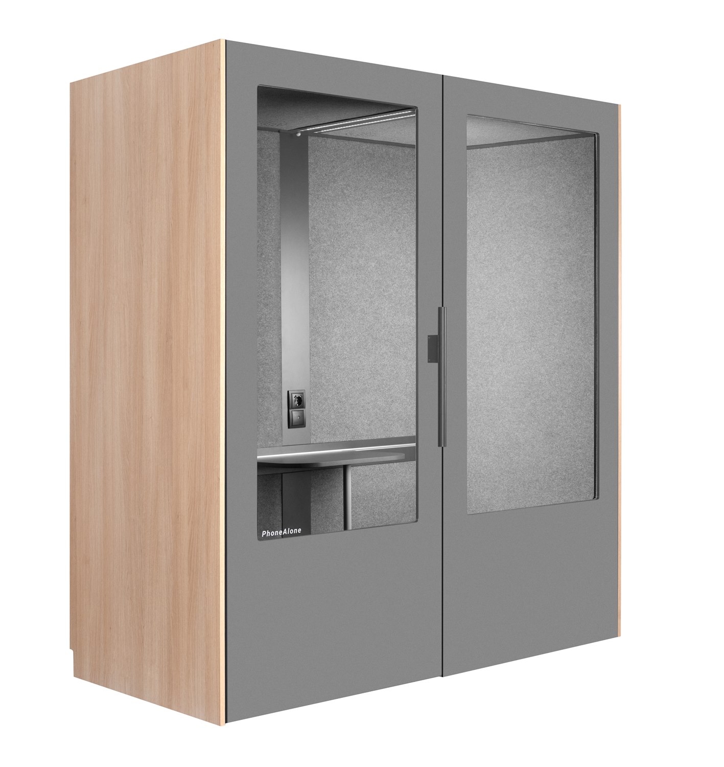 PhoneAlone Dubbelbox tyst rum ek med grå dörr