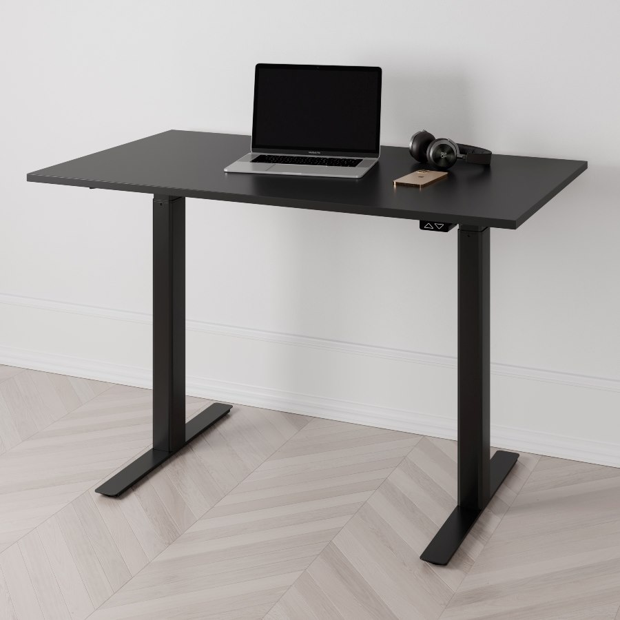 Höj och sänkbart skrivbord PREMIUM, 2-motorigt, svart stativ, svart bordsskiva 160x80cm