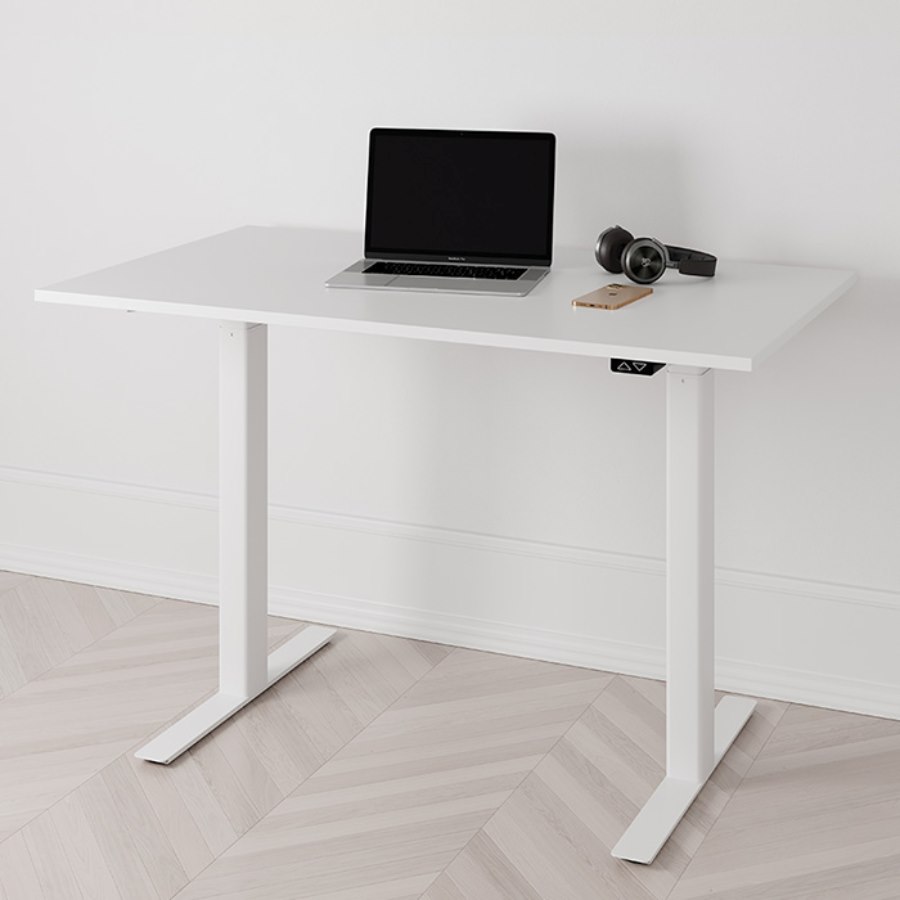 Höj och sänkbart skrivbord PREMIUM, 2-motorigt, vitt stativ, vit bordsskiva 140x70cm