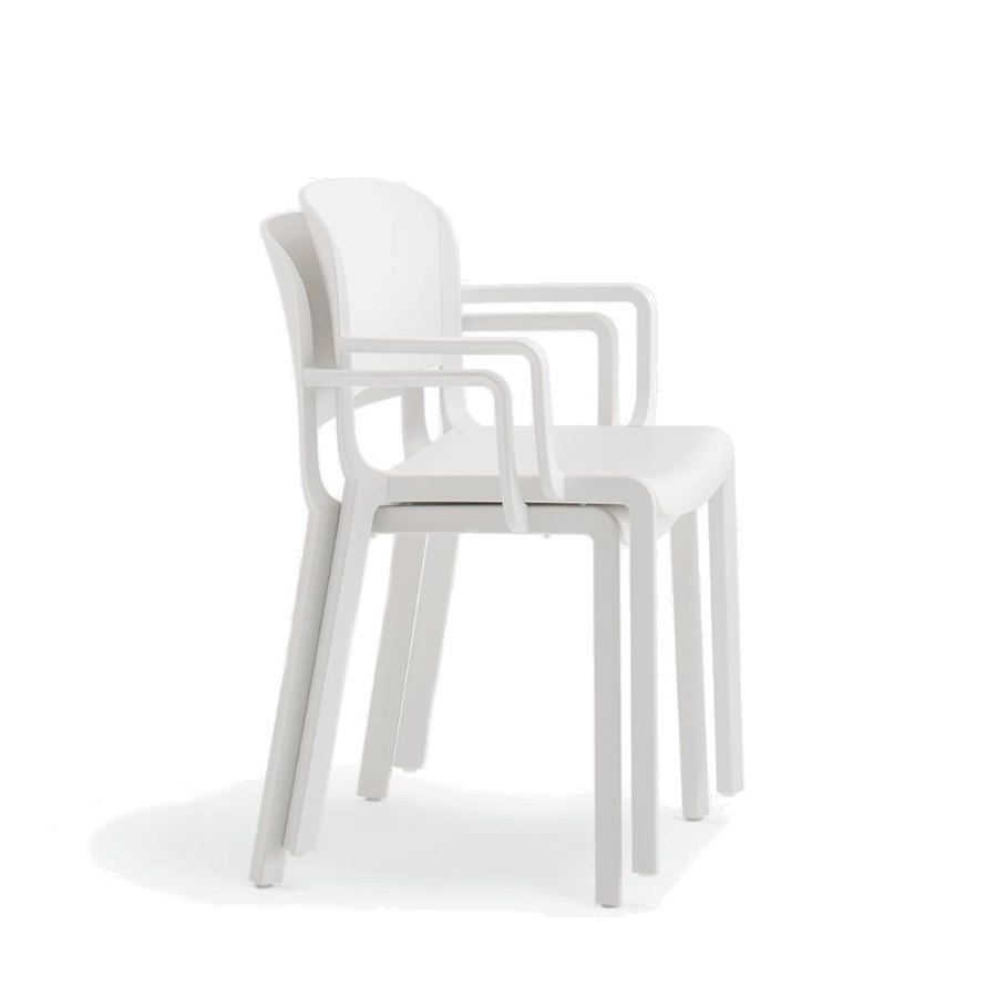Karmstol Dome 265, sh.46 cm, stapelbar, vit