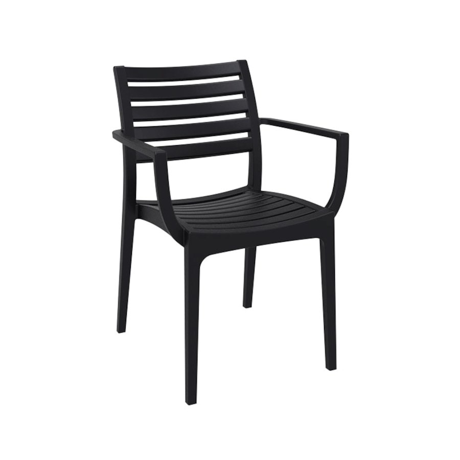 Karmstol Artemis, sh.45 cm, stapelbar, svart