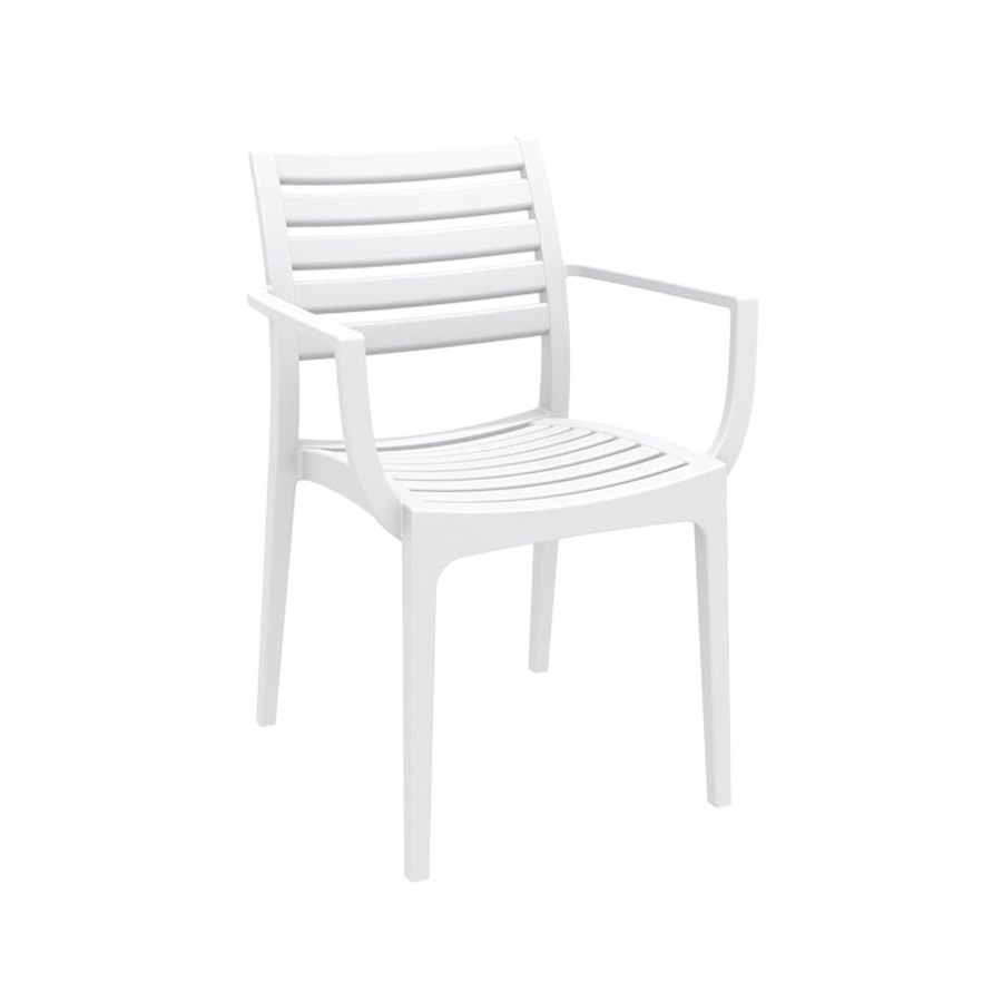 Karmstol Artemis, sh.45 cm, stapelbar, vit