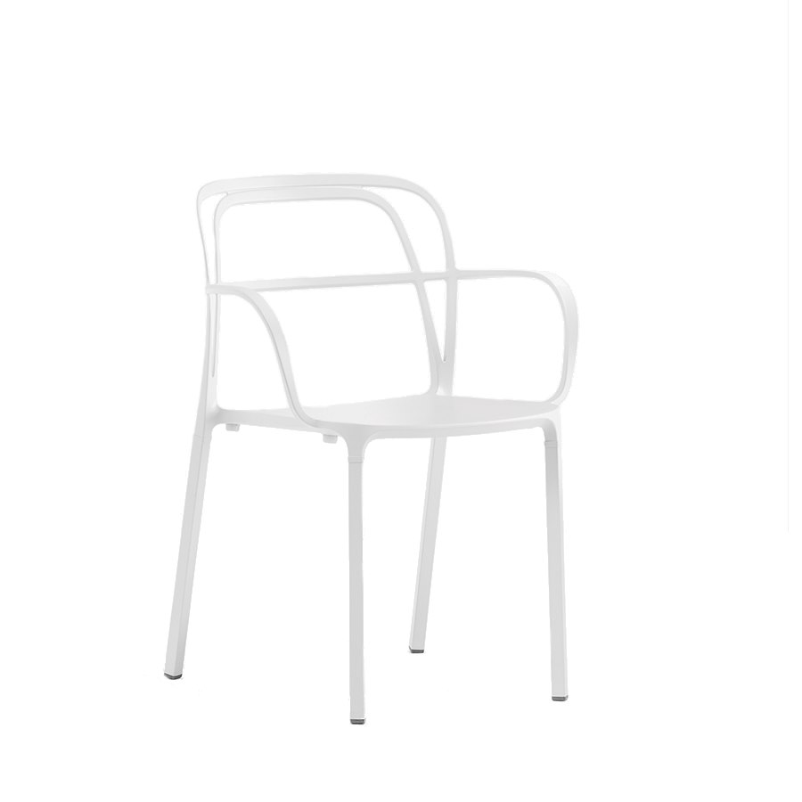Karmstol Intrigo 3715, sh.46 cm, stapelbar, vit