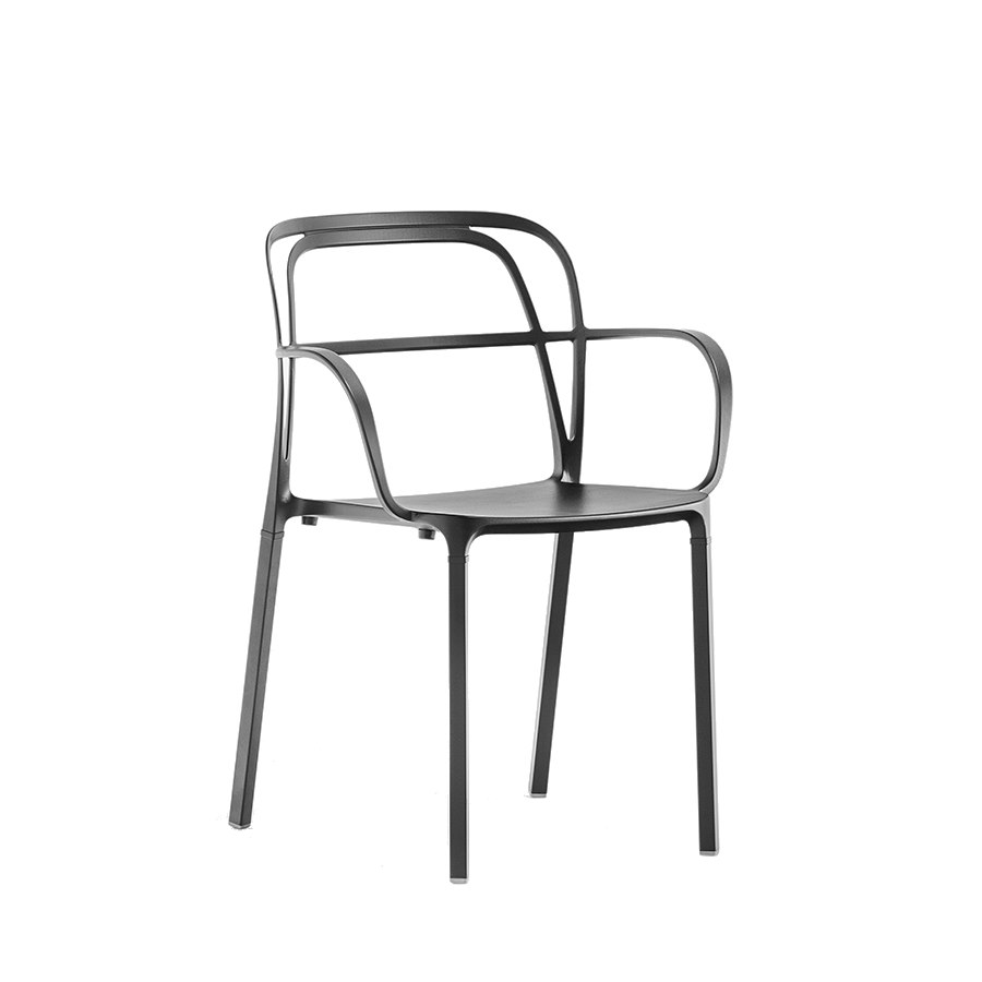 Karmstol Intrigo 3715, sh.46 cm, stapelbar, svart