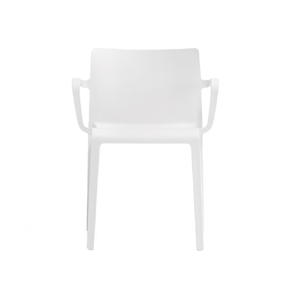 Karmstol Volt 675, sh.46 cm, stapelbar, vit
