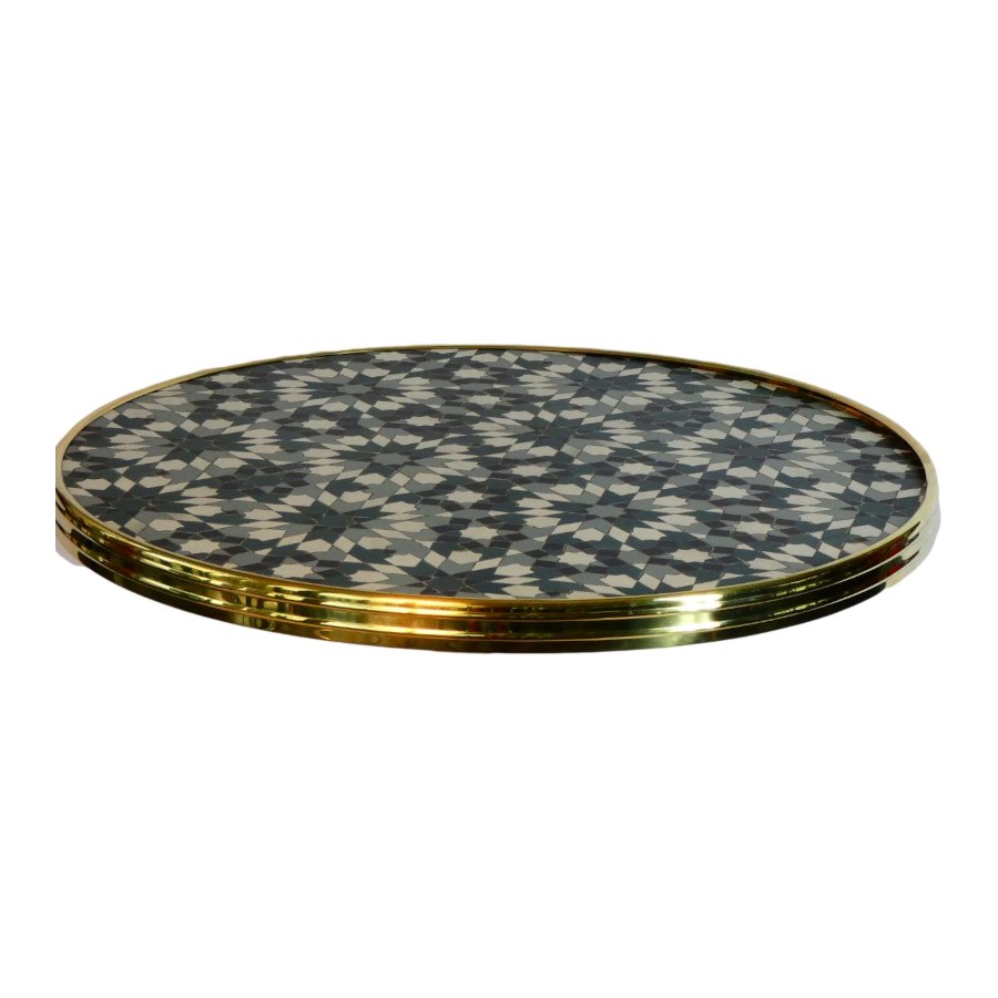 Bordsskiva Bistro exclusive, dia 60, kalima blå, mässing