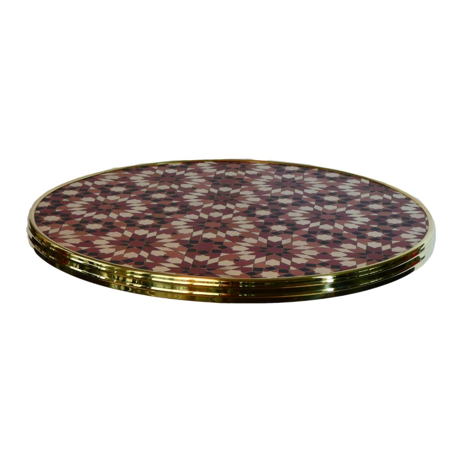 Bordsskiva Bistro exclusive, dia 60, kalima röd, mässing