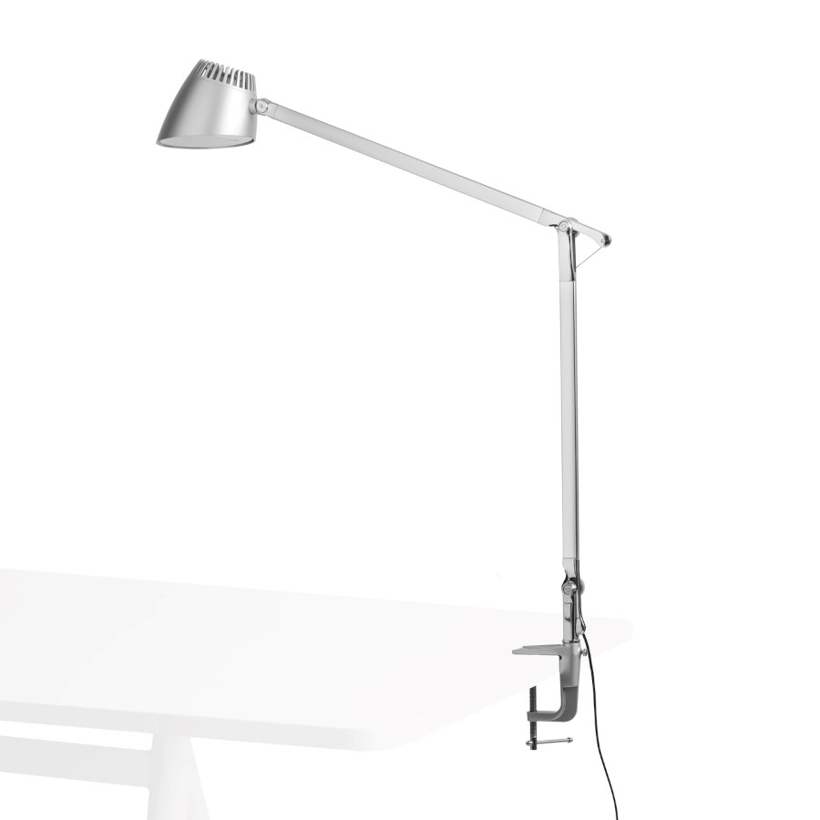 Skrivbordslampa NAPOLI, silver, klämfäste