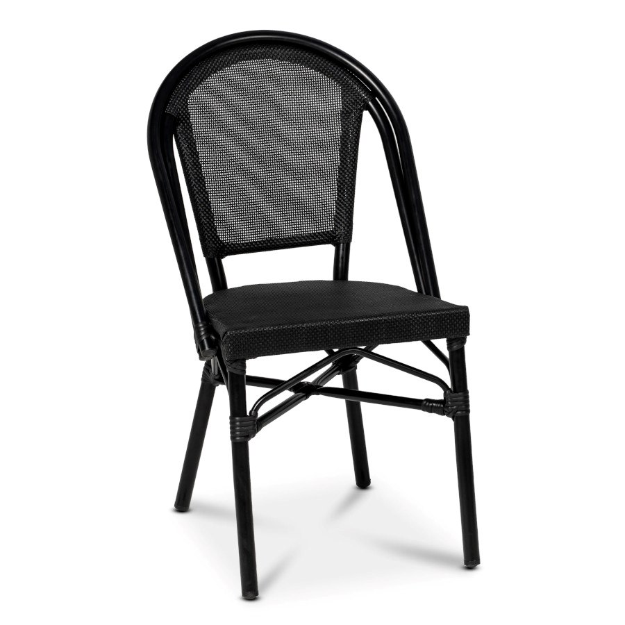 Stol Menton, sh.46 cm, stapelbar, svart