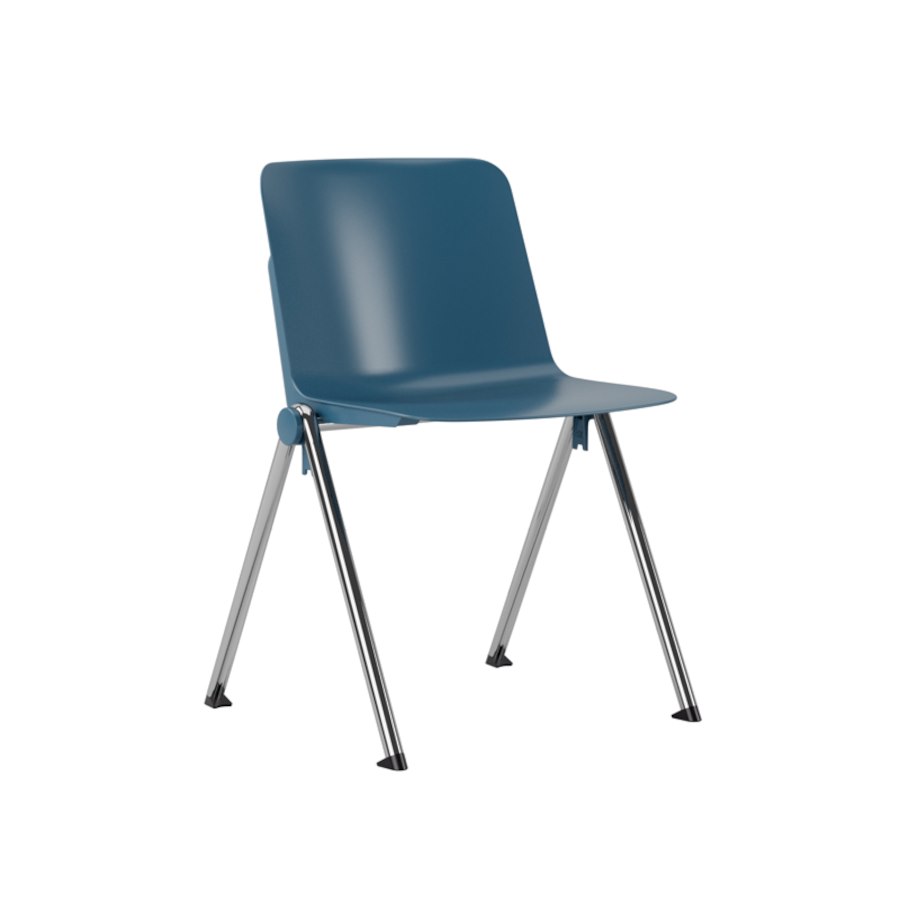 Matilda, blått skal, kromat stativ, blå sidoplugg med koppling