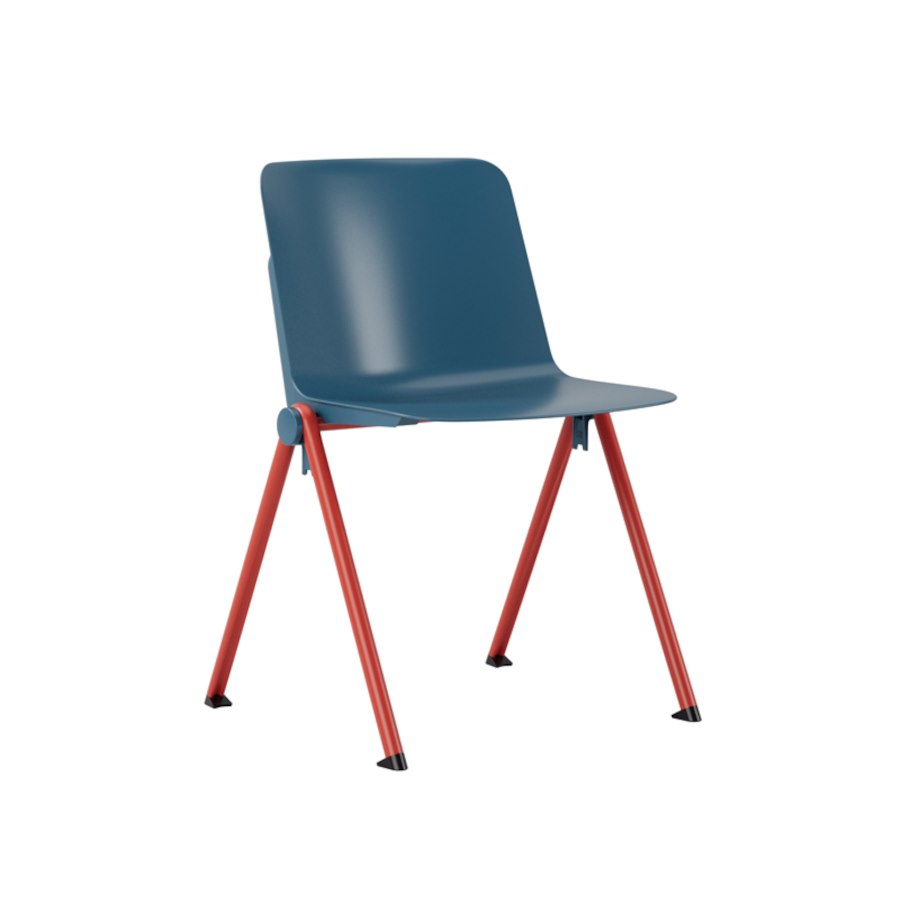 Matilda, blått skal, tegelrött stativ, blå sidoplugg