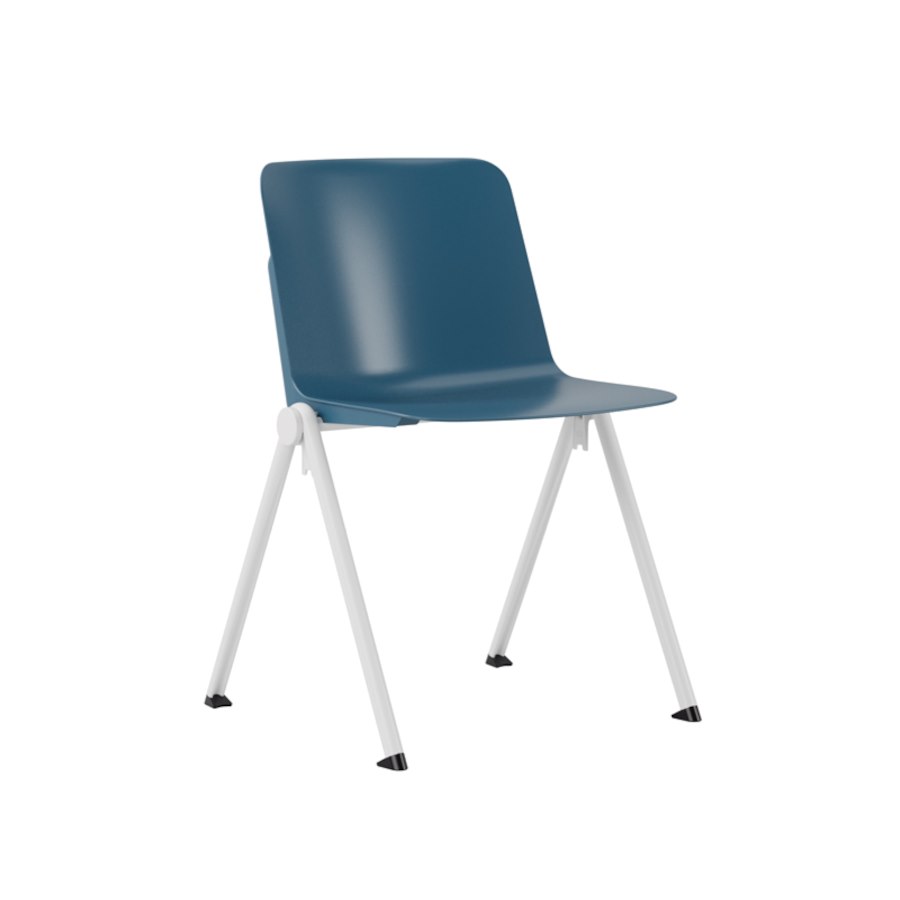 Matilda, blått skal, vitt stativ, vit sidoplugg med koppling