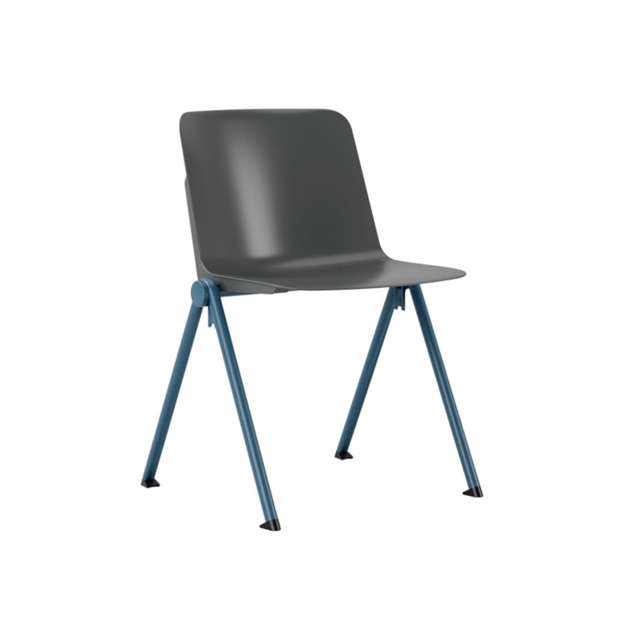 Matilda, mörkgrått skal, blått stativ, blå sidoplugg med koppling