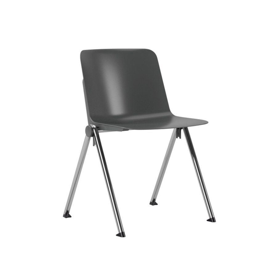 Matilda, mörkgrått skal, kromat stativ, mörkgrå sidoplugg