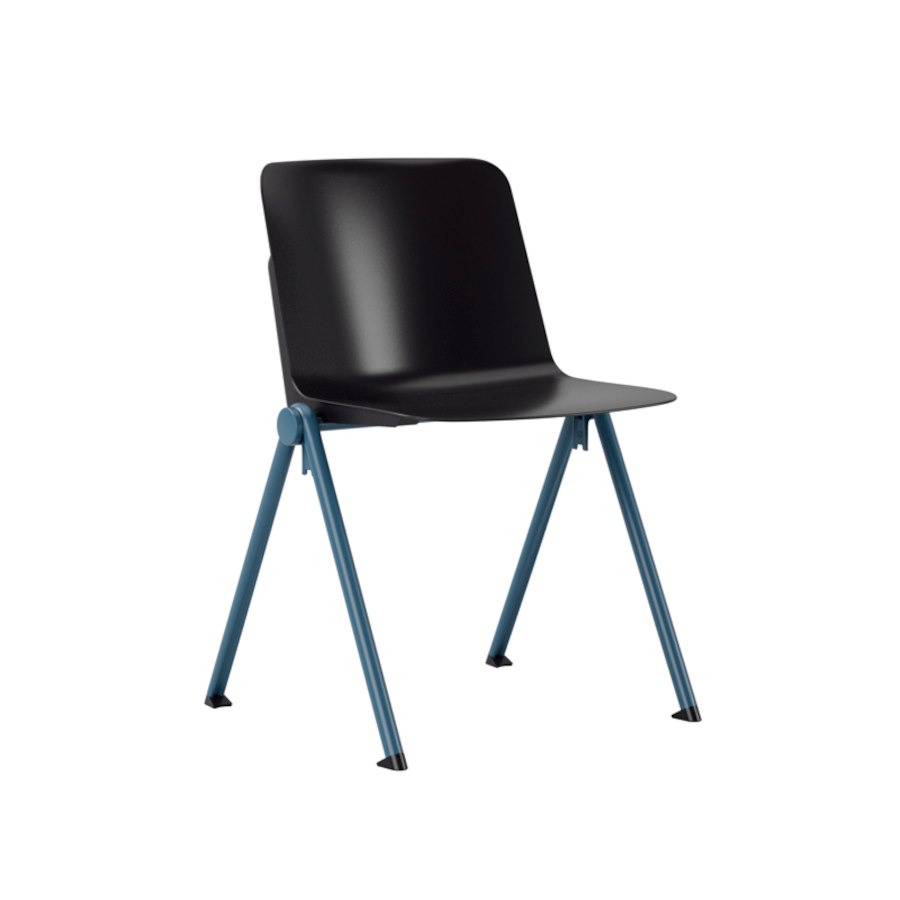 Matilda, svart skal, blått stativ, blå sidoplugg med koppling