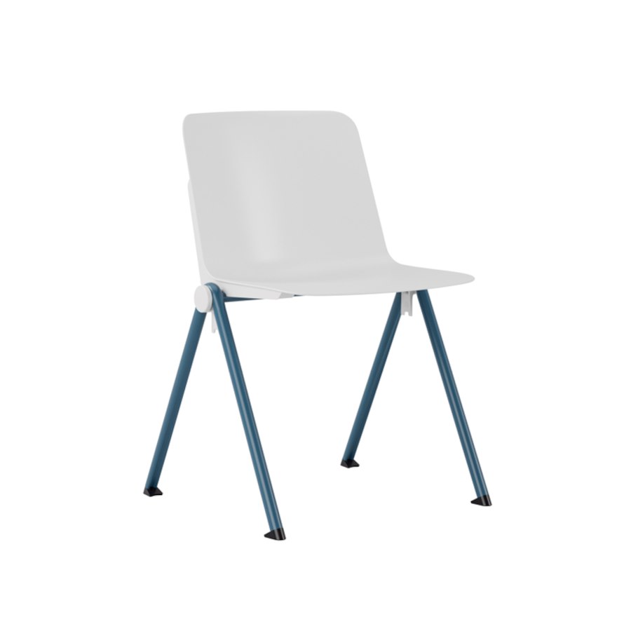 Matilda, vitt skal, blått stativ, vit sidoplugg med koppling