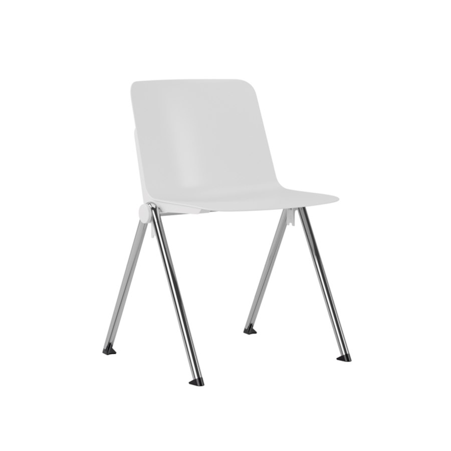 Matilda, vitt skal, kromat stativ, vit sidoplugg