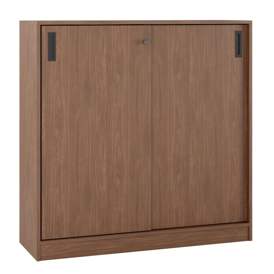 Milano skjutdörrskåp, H120xB120 cm, valnöt