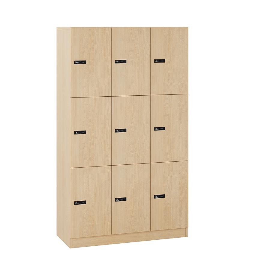 Milano Personalskåp 9-fack, kodlås med postfack, ljus ek