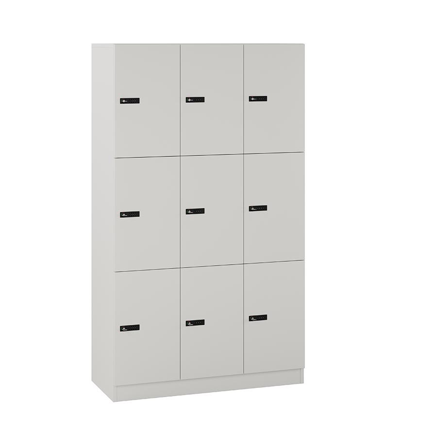 Milano Personalskåp 9-fack, kodlås, ljusgrå