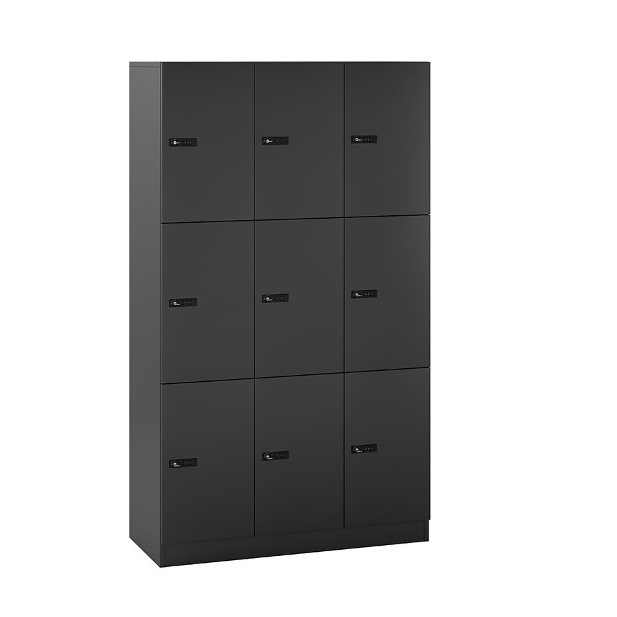 Milano Personalskåp 9-fack, kodlås med postfack, svart