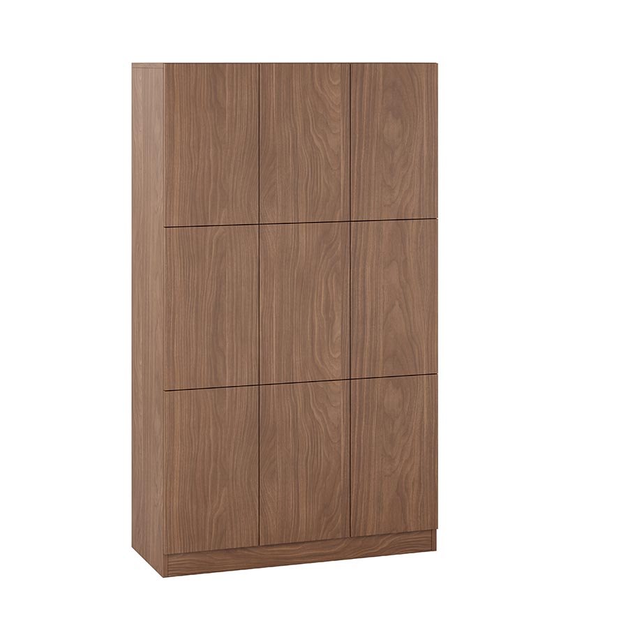 Milano Personalskåp 9-fack, RFID med postfack, valnöt