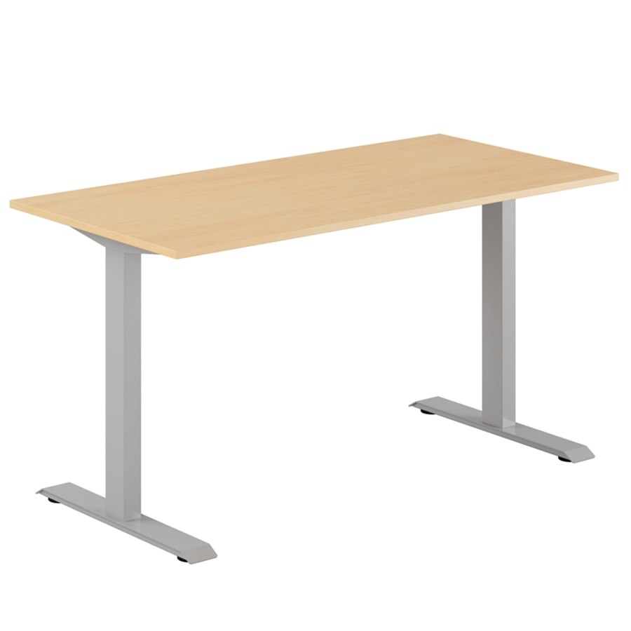 Fast skrivbord, grått stativ, bok bordsskiva 160x70cm
