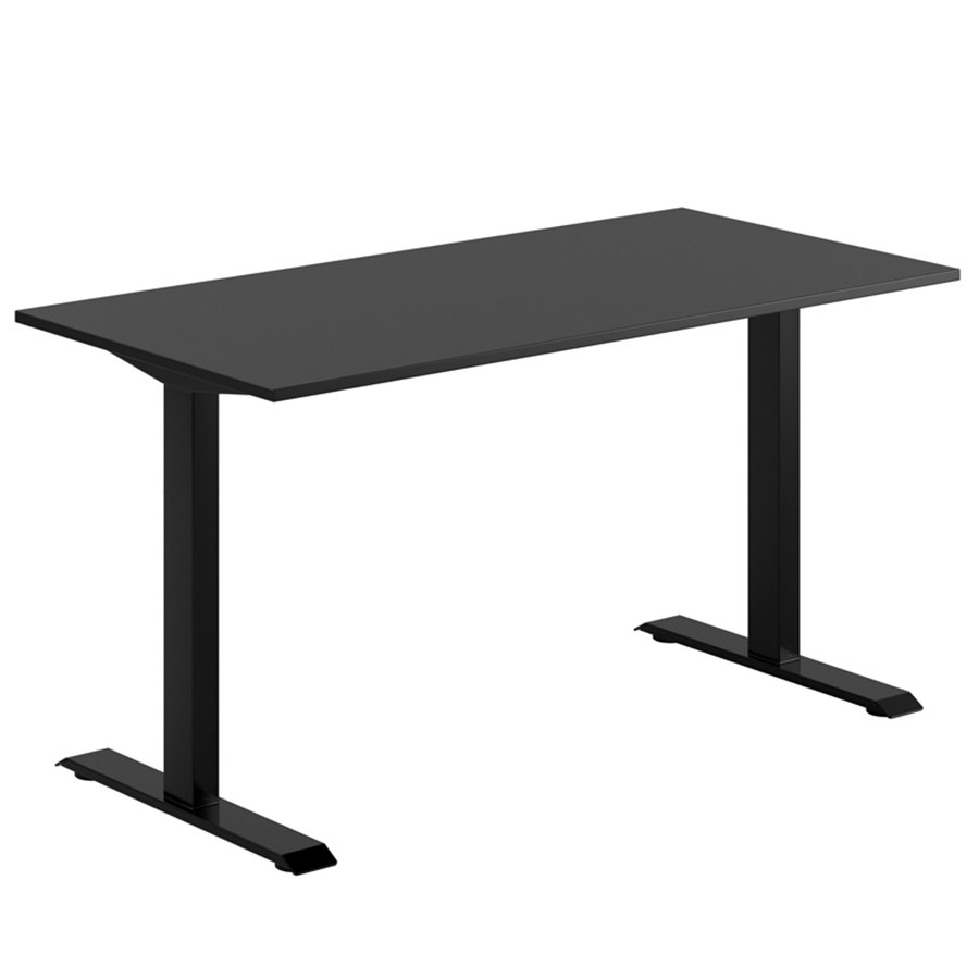 Fast skrivbord, svart stativ, svart bordsskiva 160x80cm