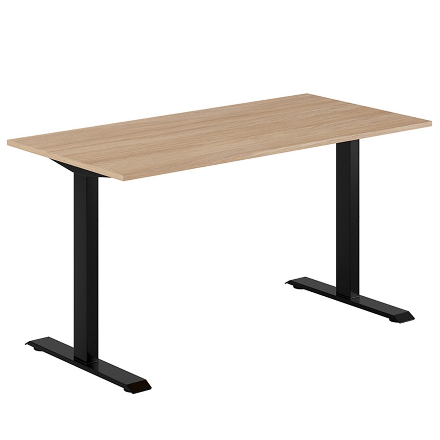 Fast skrivbord, svart stativ, urban oak bordsskiva 120x60cm