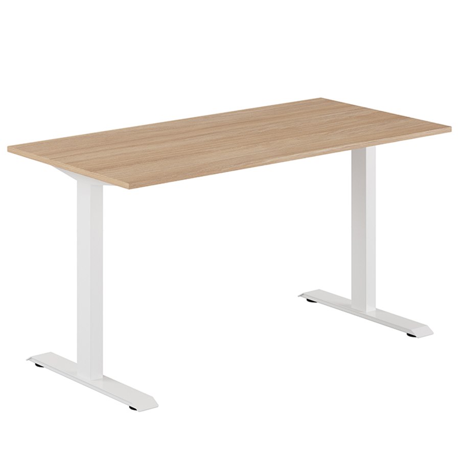 Fast skrivbord, vitt stativ, urban oak 180x70cm