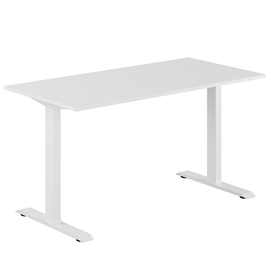 Fast skrivbord, vitt stativ, vit bordsskiva 160x80cm