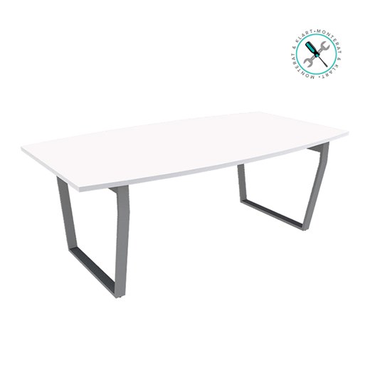 Konferensbord Type med 4 ben, Vit bordsskiva, stativ i silver, höjd 74 cm, 2 storlekar