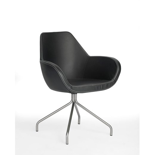 Konferensstol FAN 10HS, designstol i konstläder, svart