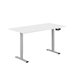 Hev og senkbart skrivebord, sveiv, grå stativ, hvit bordplate, 10 størrelser
