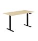Hev og senkbart skrivebord, sveiv, svart stativ, bordplate i bjørk, 8 størrelser
