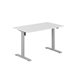 Höj- & sänkbart elskrivbord, grått stativ, vit bordsskiva, 10 storlekar
