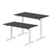 Høydejusterbart elektrisk skrivebord, hvitt stativ, svart bordplate, 10 størrelser