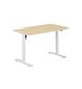 Höj- & sänkbart elskrivbord, vitt stativ, bordsskiva i björk, 8 storlekar